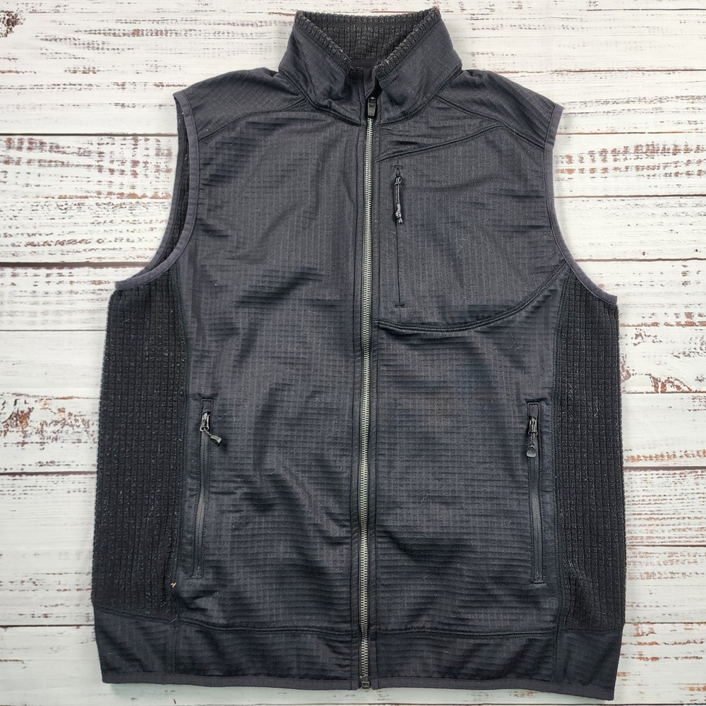 Vineyard Vines Men's Performance Grid Fleece Vest Men's M Black Grid Fleece FZ